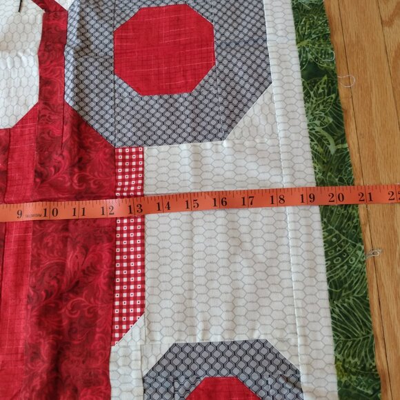 Quilted Farm Tractor Quilt Block Fabric Panel Red Green Pillow Cover Wallhanging - Picture 10 of 13